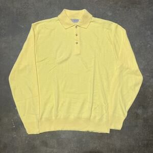 Vintage 70s Biltmore Yellow Acrylic Long Sleeve Polo Shirt